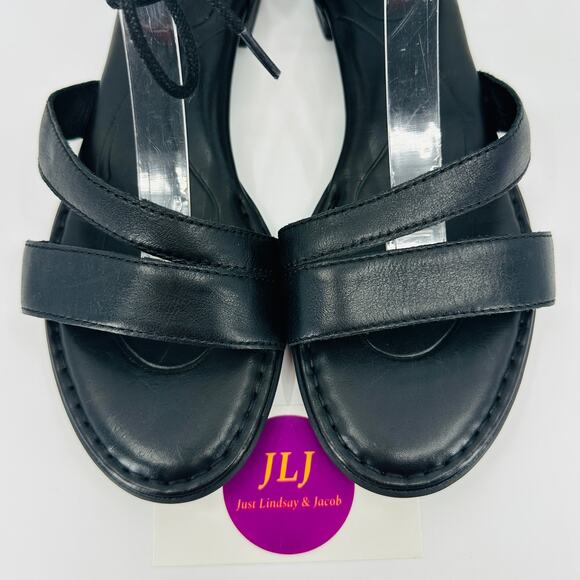 Born Women's Casma Black Leather Ankle Tie Flatform Gladiator Sandals Size 8 - Picture 4 of 11